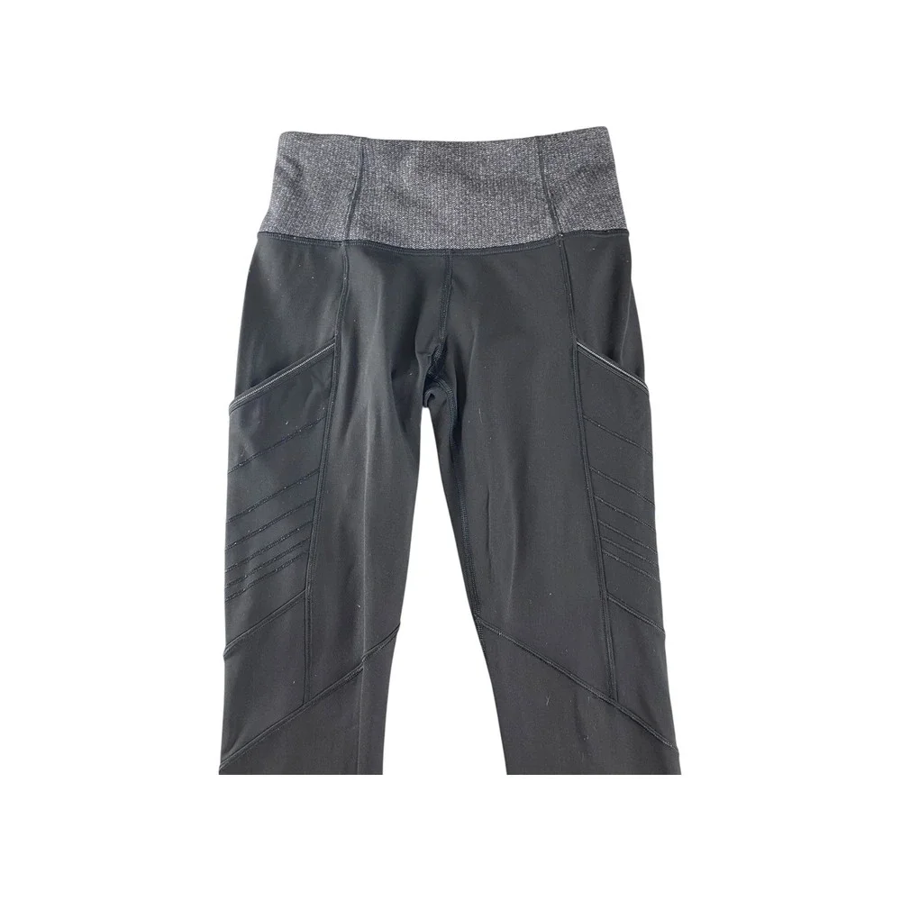 Lululemon Align High Waist Leggings‎ Black Textured Waist Zip Pocket Size 4